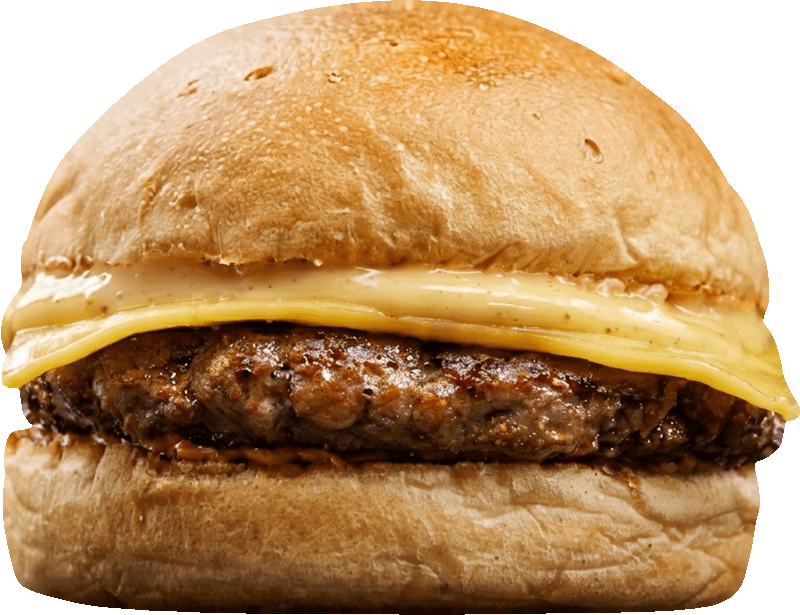 A Papa Burger cheeseburger: grilled patty and melted cheese in a soft bun.